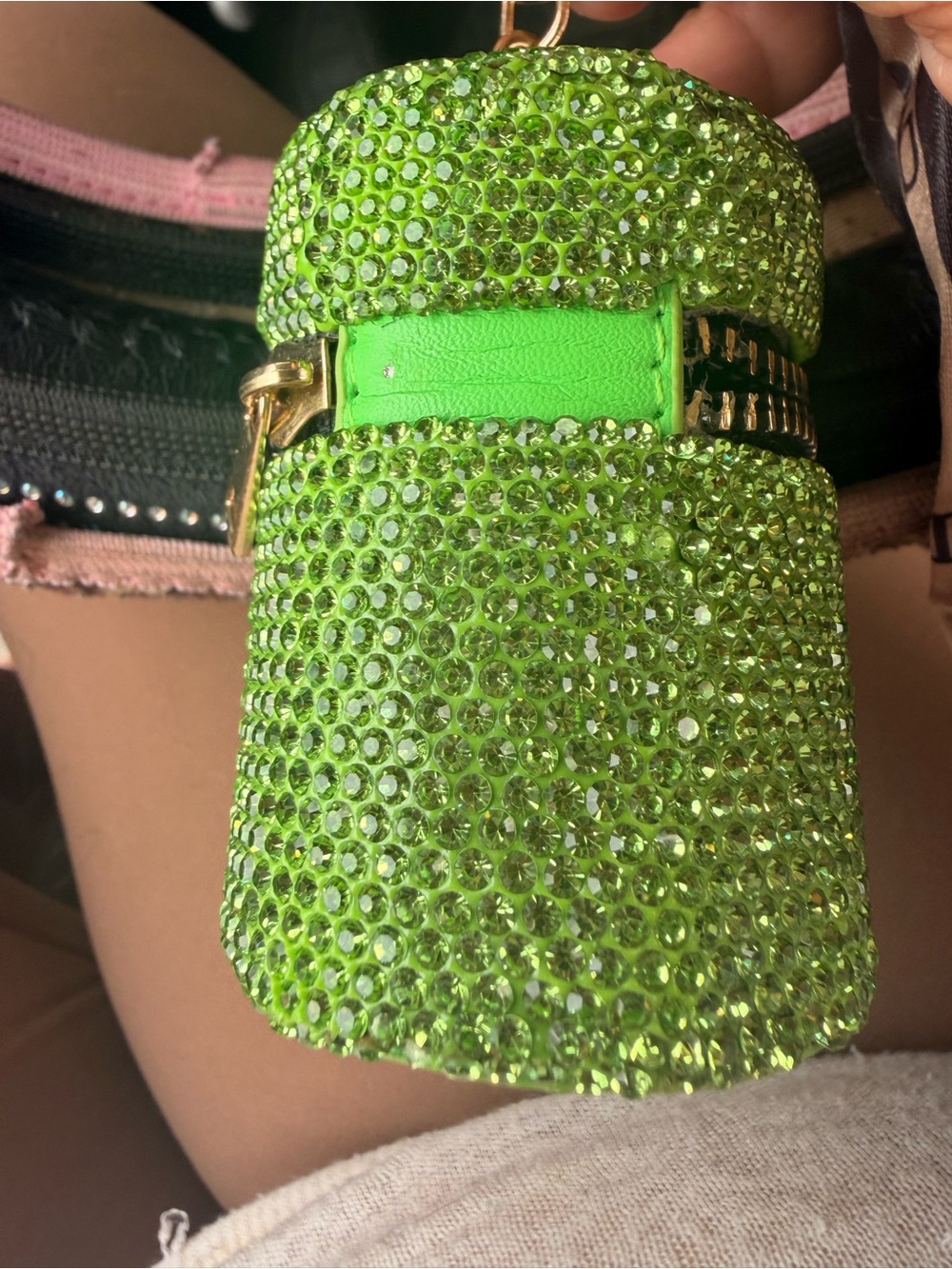 Green Crystal Keychain Pouch - Picture 4 of 4